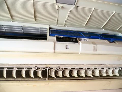 Close up mold in air conditioner system. Danger and the cause of pneumonia an Stock Photos
