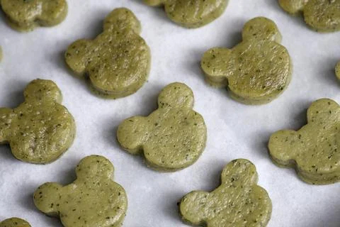 Close-up of molded mint cookies before baking Stock Photos
