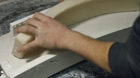 Close up molding a gypsum cornice. Stock Footage 87917675
