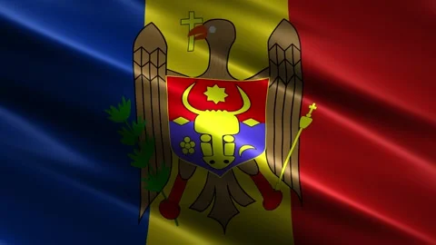 Close up of the Moldova flag blowing in the wind Stock Footage 348687058