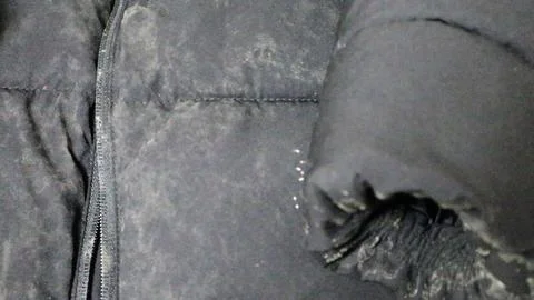 Close-up of a moldy down jacket. Stock Photos