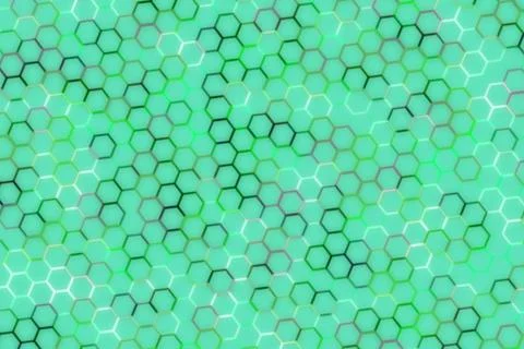 Close-up of molecular structure with hexagon shapes and green background Stock Photos