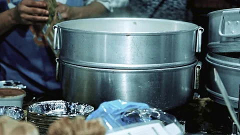 Close-Up of Momo Steaming in a Pot Stock Footage 316579075