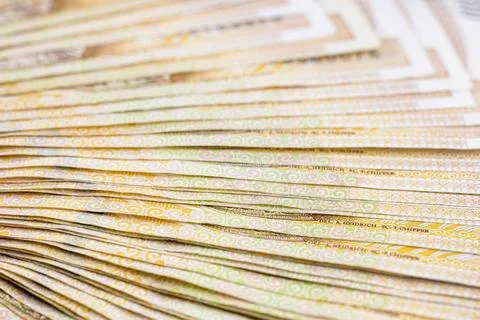 Close-up of money, Polish banknotes, stack of banknotes Stock-Fotos