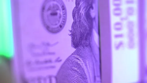 Close up of money stack ten grand thousands of dollars Stock Footage 233400726