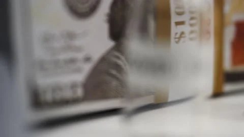 Close up of money stack ten grand thousands of dollars Stock Footage 233400984