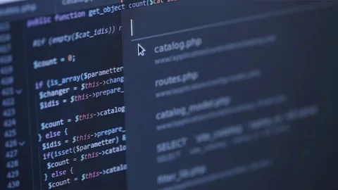 Close-up on a monitor programmer code Stock Footage 75312177