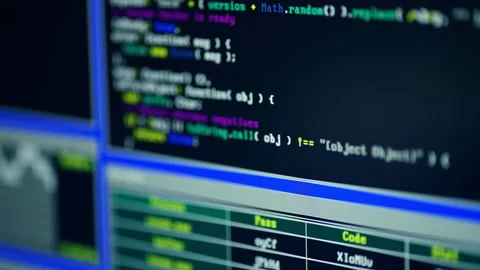 Close up of monitor screen with developing programming and coding technologies Stock Footage 162968899