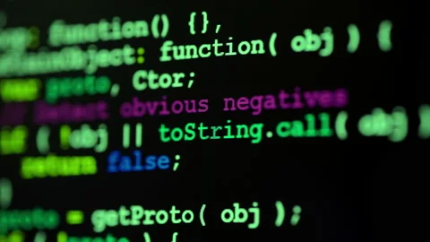 Close up of monitor screen with developing programming and coding technologies Stock Footage 167944589