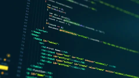 Close up of monitor screen with developing programming and coding technologies Stock Footage 170759156