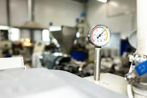 Close-up of a monometer against the background of units and equipment in Stock Photos