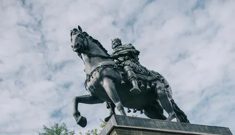 Close-up monument to Peter I and in front of Saint Michael's Castle. Stock Photos