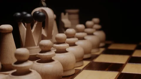 Close up on a moody scene of chess game. Stock Footage 148437500