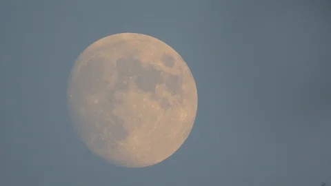 Close-up moon in the blue sky.  evening sky. huge moon. full moon Stock Footage 120651096