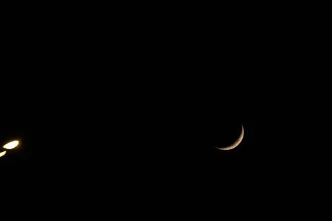 Close up of moon during night time and light with copy space. Beautiful. Stock Photos