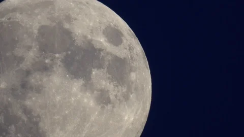 Close-up moon in the  night sky.  evening sky. huge moon. full moon Video stock 120651125