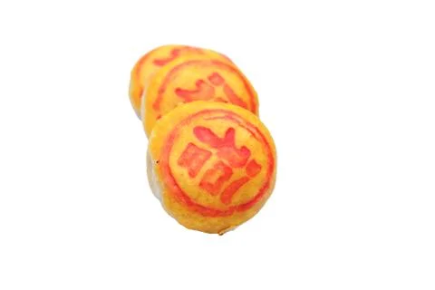 Close up of a mooncake isolated over white background. Stock Photos