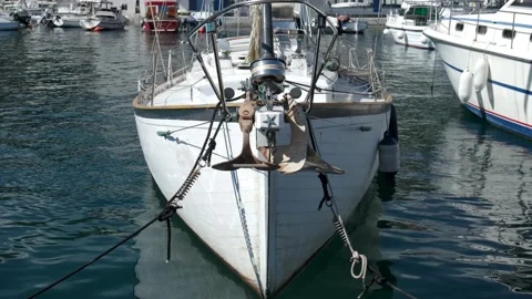 Close-up of a moored sailing yacht Stock Footage 153807155
