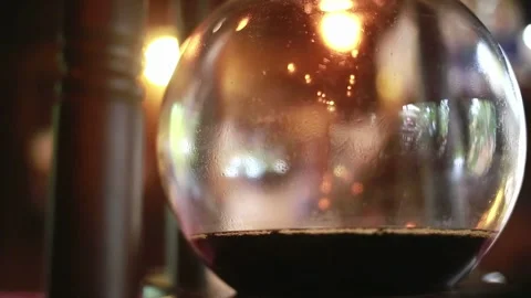 Close up morning cup working coffee maker filtration restaurant mug on Video stock 336585318