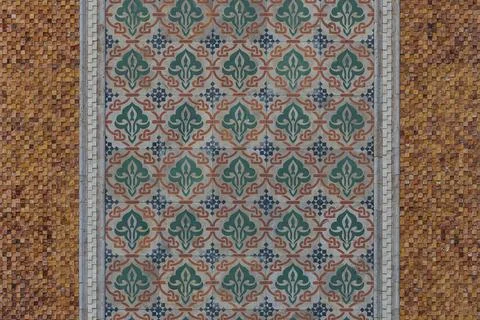 Close-up Moroccan pattern on the wall. Oriental mosaic in Morocco Stock Photos