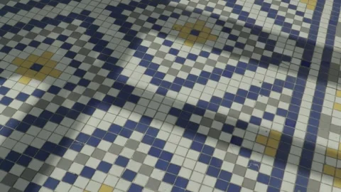Close Up Mosaic Tile Floor Pattern in Gijon City Centre, Spain Stock Footage 334824522