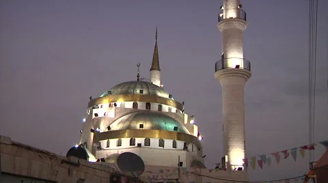 Close up mosque at night Stock Footage 58516719