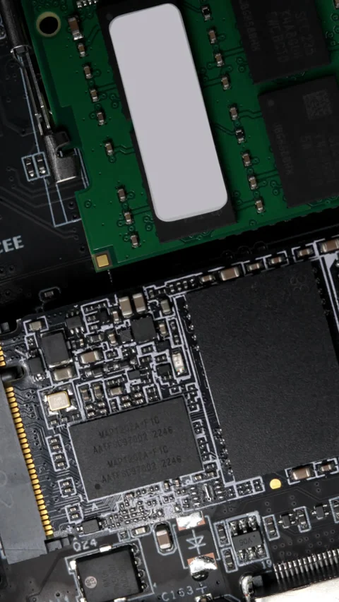 Close Up of a Motherboard and Its Components Stock Footage 272967720