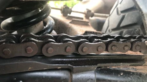Close up of motorcycle chain. Stock Footage 157551450