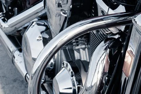 Close-up of the motorcycle engine Stock Photos