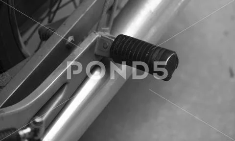 CLOSE-UP OF MOTORCYCLE FOOT PEG Stock Photos