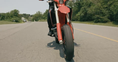 Close up motorcycle on highway driving Stock Footage 161336796