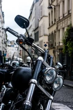 A close up of a motorcycle Stock Photos