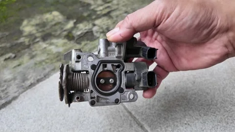 Close up of Motorcycle Throttle Body Component Stock Footage 329456429