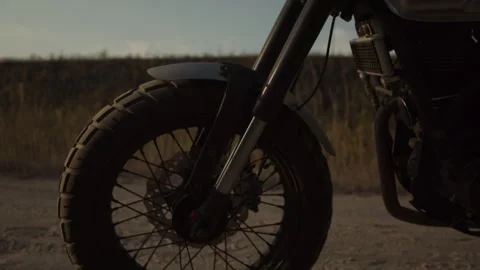 Close-up of motorcycle wheel on off-road Video stock 253449929