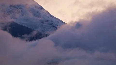 Close to mountain mist clouds dusk sunset Mt. Hood Oregon Cascades 67 Stock Footage 81605943