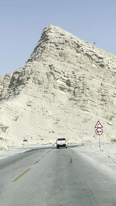 Close up of the mountain peak in desert road Video stock 227137643
