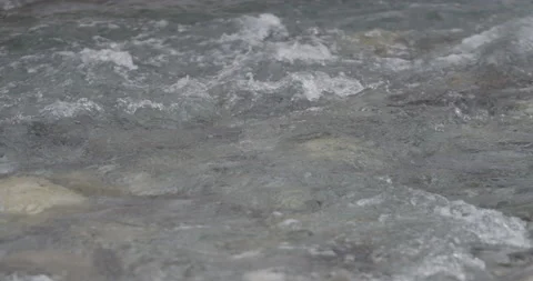 Close up of a mountain river stream with clear water at winter Stock Footage 150489162