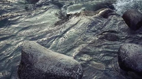 Close up of mountain water stream Video stock 214256491