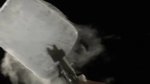 Close Up Of Movement Hand Dry Ice Smoke Or Vape Stock-Footage 155451336