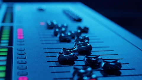 Close-up of the movement of the sticks of the sound console Stock Footage 240903039