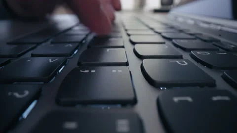 Close-up Moving Macro Shot: close up hands typing on keyboard programmer coding Stock Footage 178344369