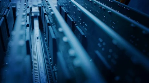 Close-up Moving Macro Shot: Inside of the Computer Case. Camera Moves Over PCB Stock Footage 121797211