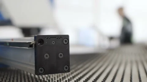 Close-up of the moving part of the industrial machine tool of metalworking Stock Footage 88370731
