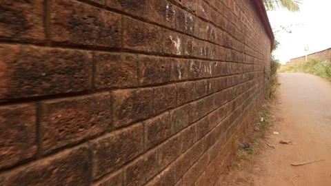 Close moving shot of brick wall, Modern brick wall footage Stock Footage 151967392