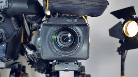 A close moving shot on large video cameras. Stock Footage 82166415