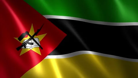 Close up of the Mozambique flag blowing in the wind Stock Footage 348686776