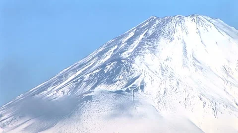 Close up of Mt. Fuji snow-capped peak Video stock 7459919