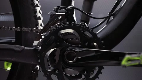 Close up on mtb drivetrain. Stock Footage 168616926