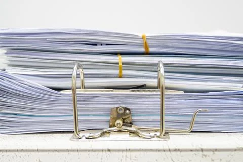 Close up - Much A4 white paper are stored within the files folder Foto stock