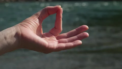 Close-up of Mudra hand position. Stock Footage 290172717